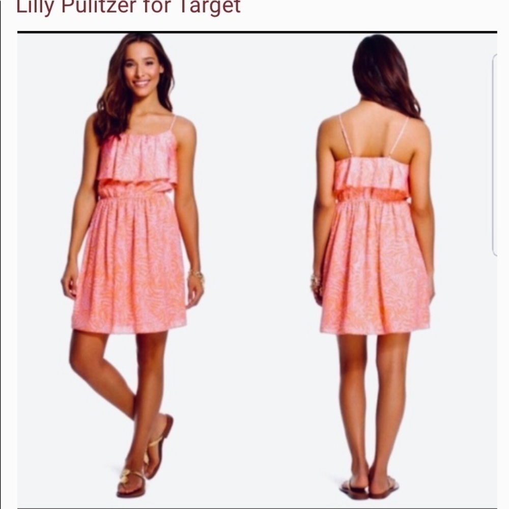 Lilly Pulitzer for Target coral Giraffe Flounce Dress size XS